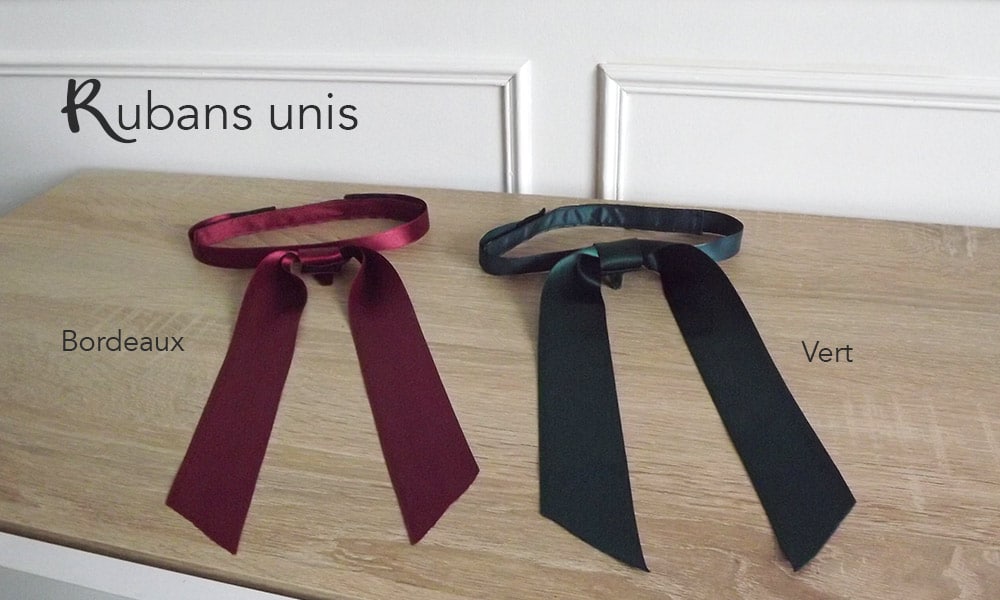 Rubans unis pour noeud papillon féminin de la couleur bordeaux et verte